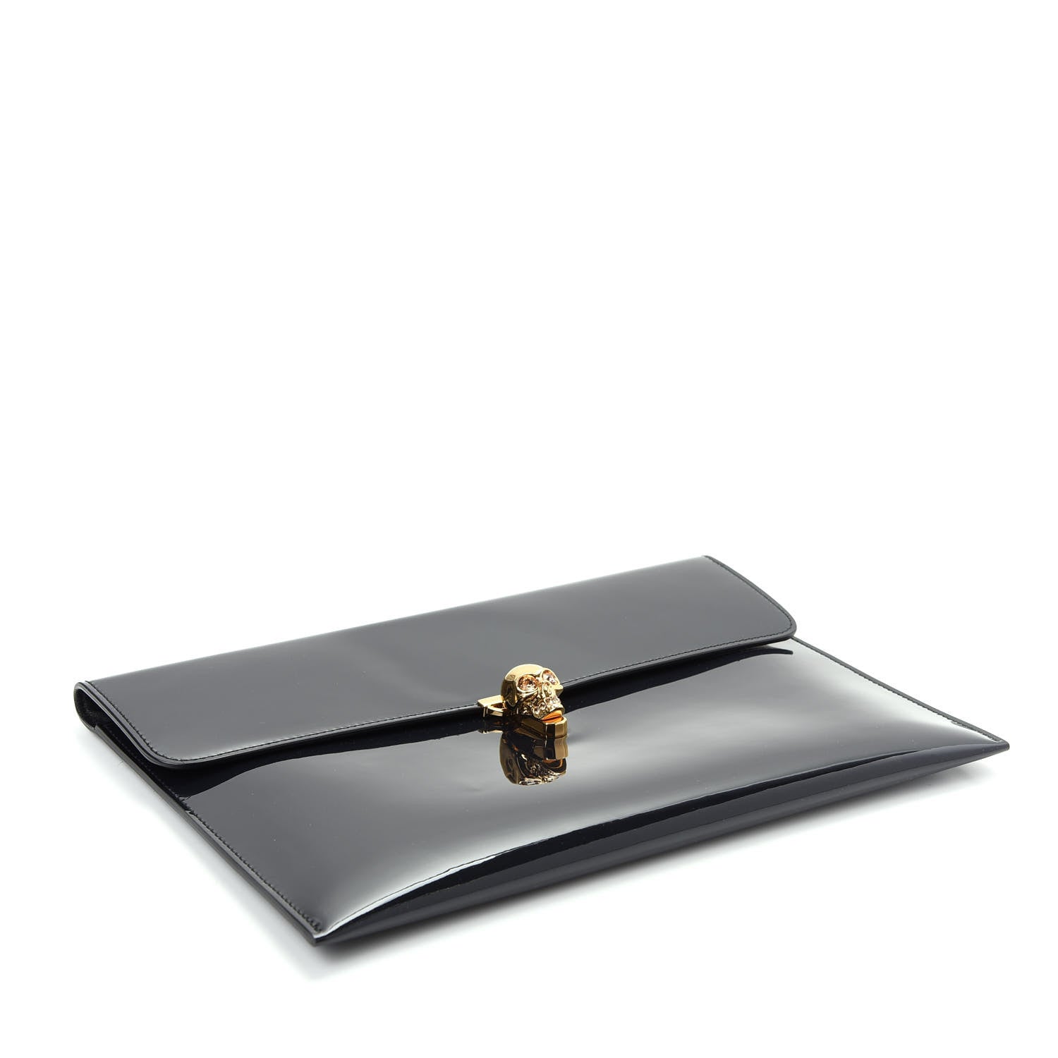 Alexander McQueen Patent Skull Lock Envelope Clutch 4 of 7