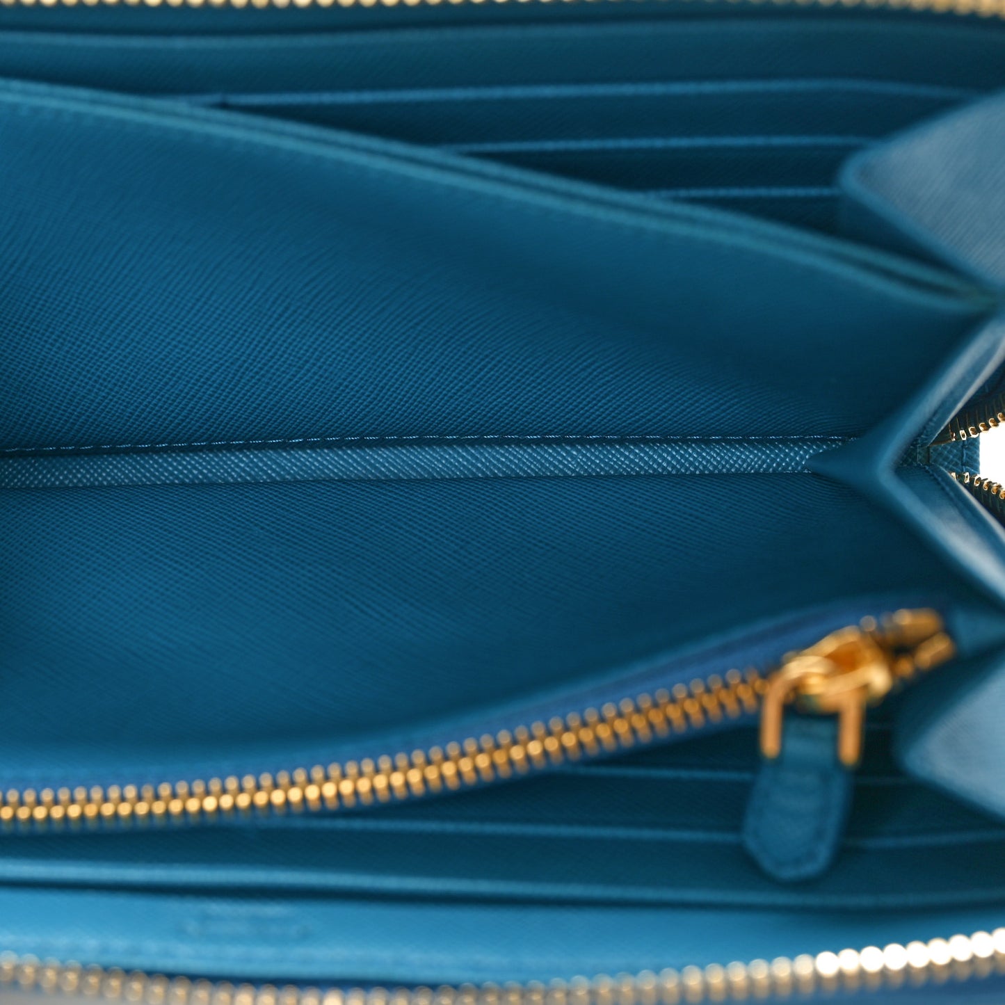 Saffiano Metal Zip Around Wallet Celeste