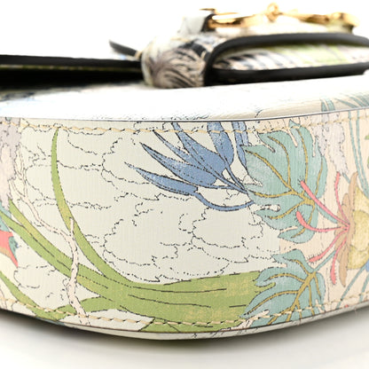 Gucci New Shangai Calfskin Tiger Savanah Web Mini Horsebit 1955 Shoulder Bag Chalky White Multicolor 9 of 10