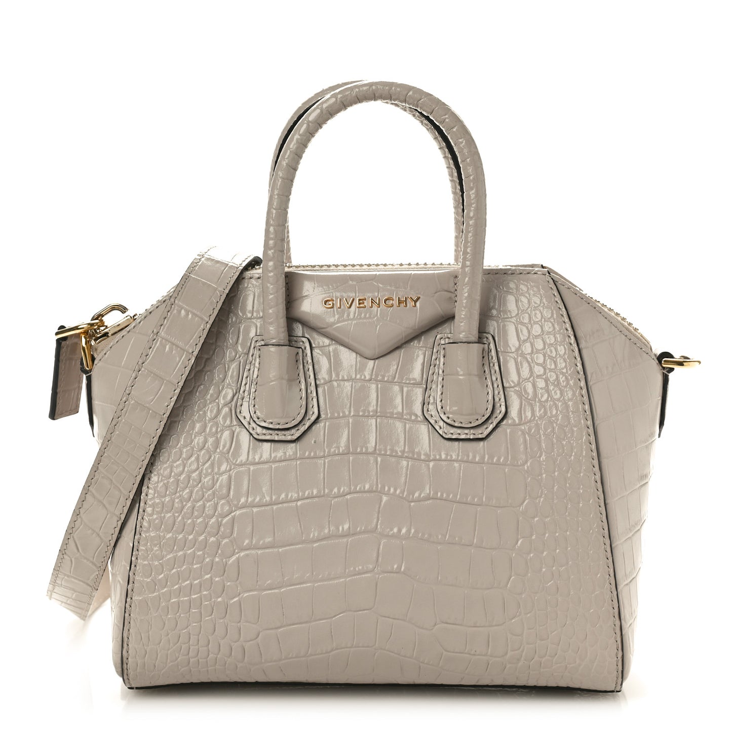 Calfskin Crocodile Embossed Mini Antigona Dune