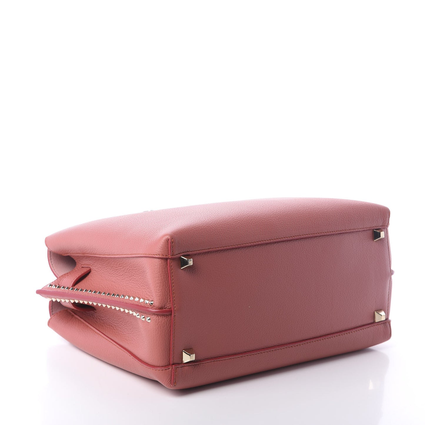 Grained Calfskin Studded Medium Milla Tote Pink