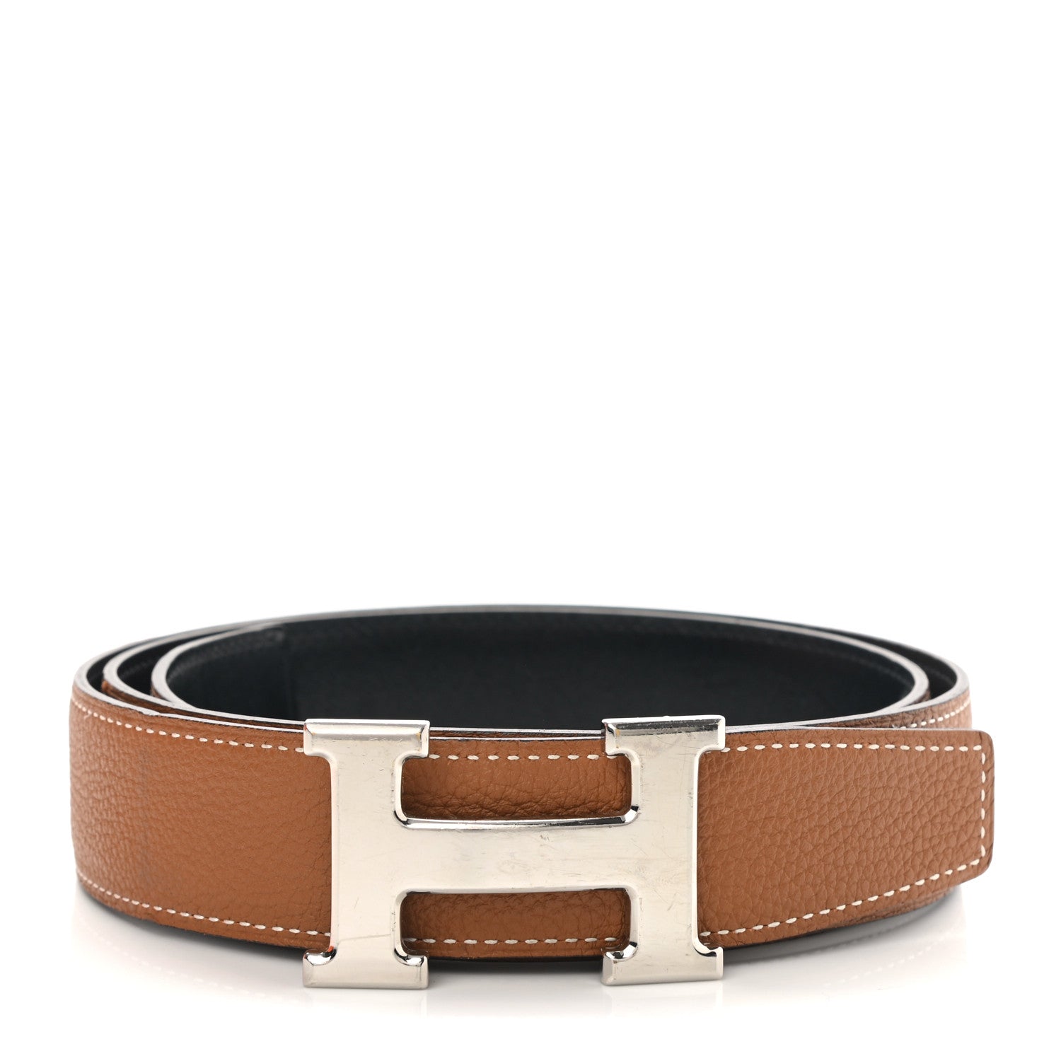 Hermes Box Togo 32mm H Belt 85 Black Gold 1 of 8