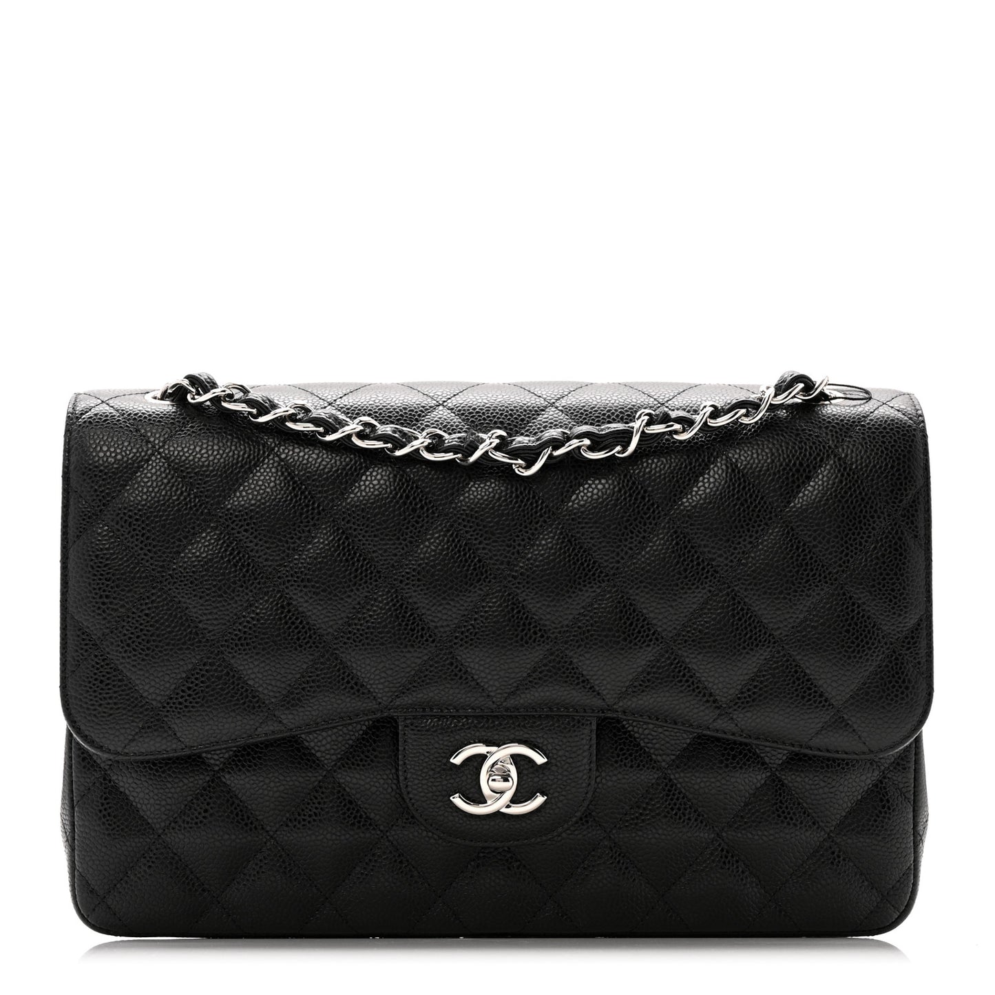 Caviar Quilted Jumbo Double Flap Black
