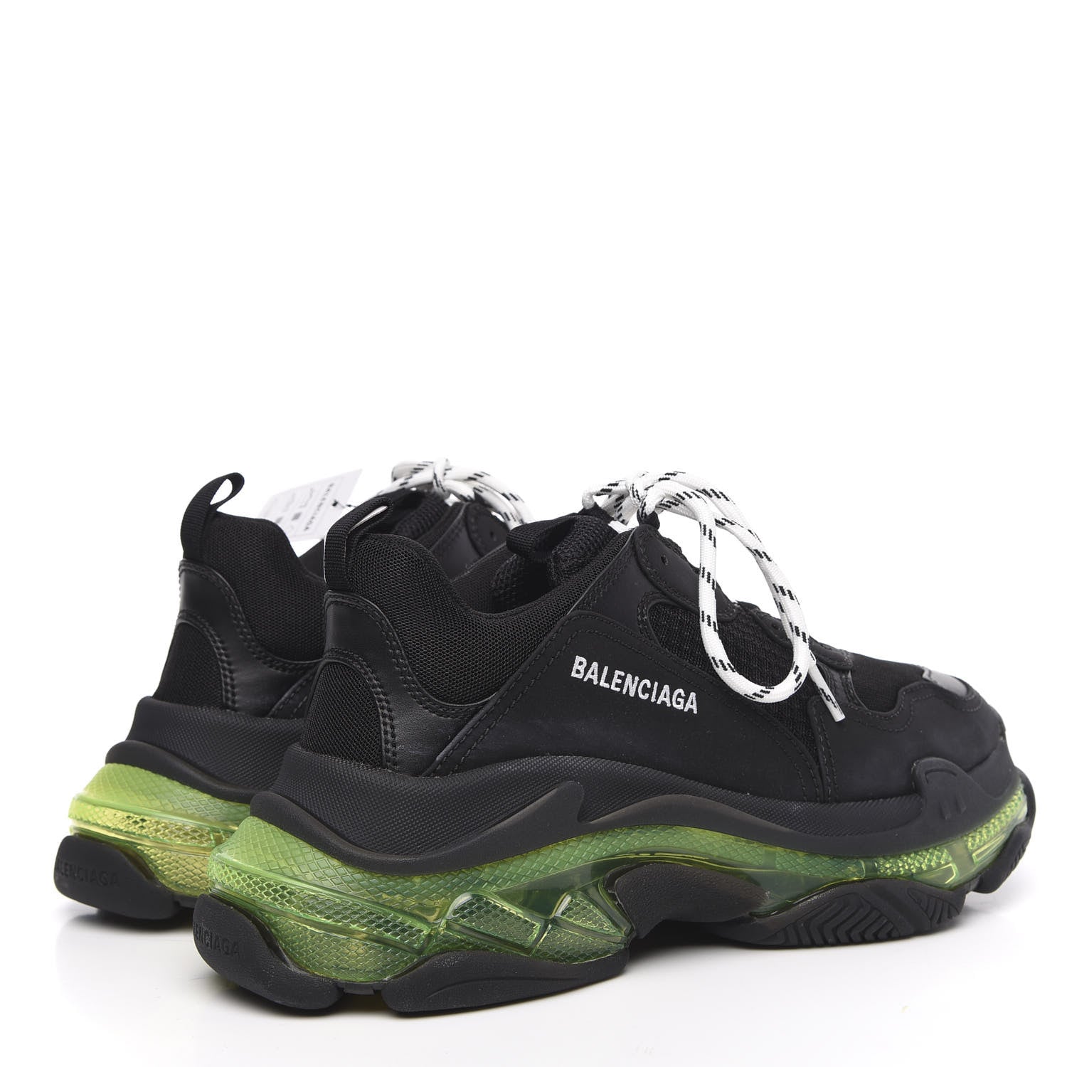 Balenciaga Fabric Mesh Clear Sole Mens Triple S Sneakers 42 Black Yellow Fluo 4 of 7