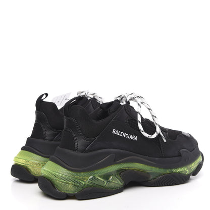 Balenciaga Fabric Mesh Clear Sole Mens Triple S Sneakers 42 Black Yellow Fluo 4 of 7