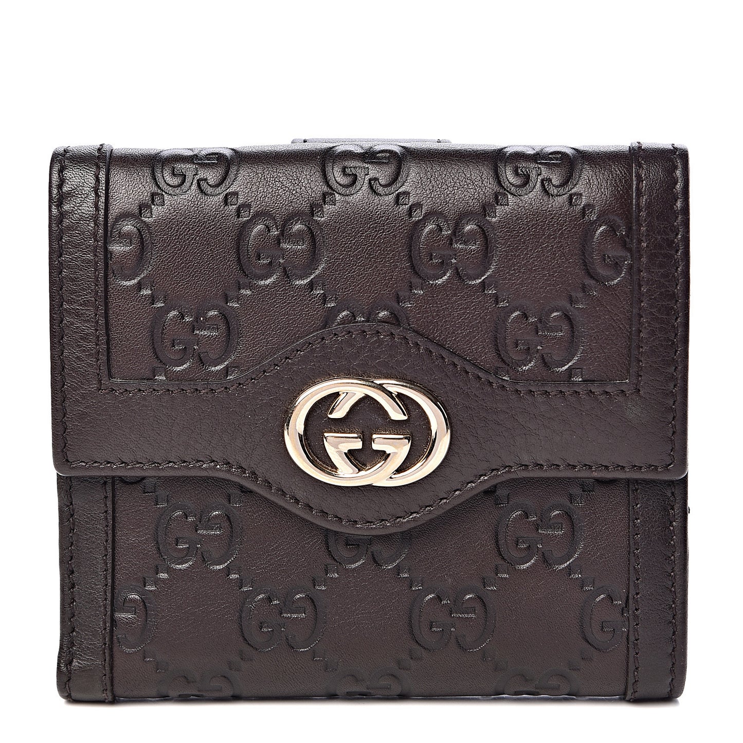 Guccissima Sukey French Flap Wallet Chocolate
