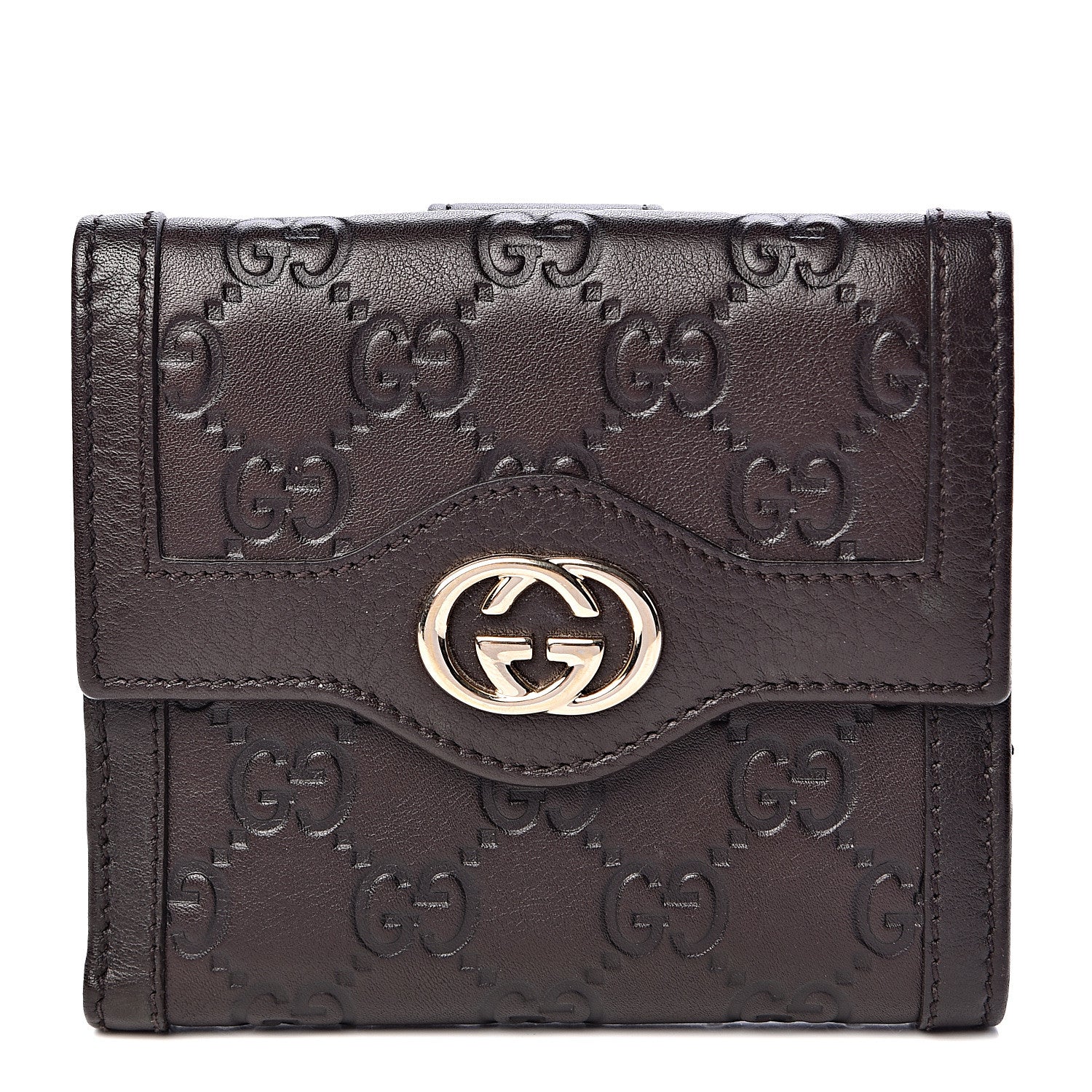Gucci Guccissima Sukey French Flap Wallet Chocolate 1 of 8