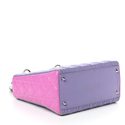 Christian Dior Lambskin Cannage Medium Bi-Color Lady Dior Pink Purple 4 of 14