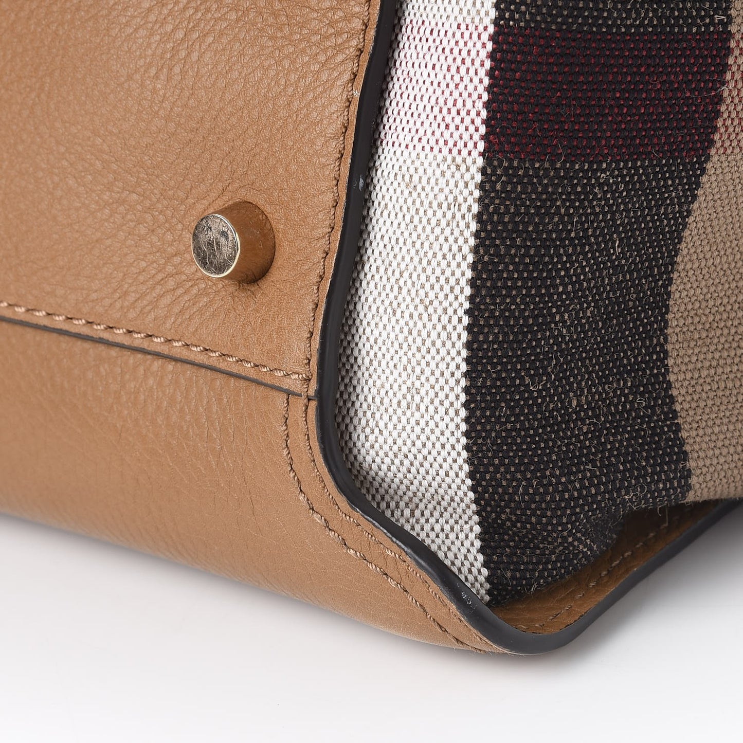 Mega Check Grained Calfskin Medium Harcourt Satchel Saddle Brown