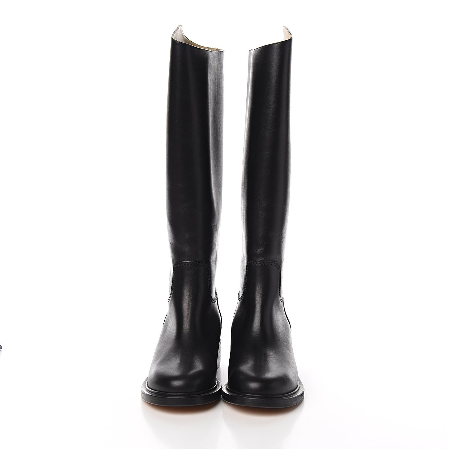 Calfskin Logo Riding Boots 39 Black