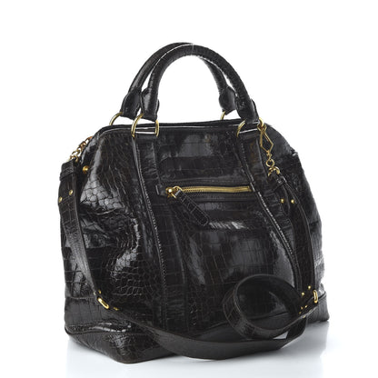 Miu Miu Calfskin Crocodile Embossed St Cocco Shopping Tote Black 4 of 10