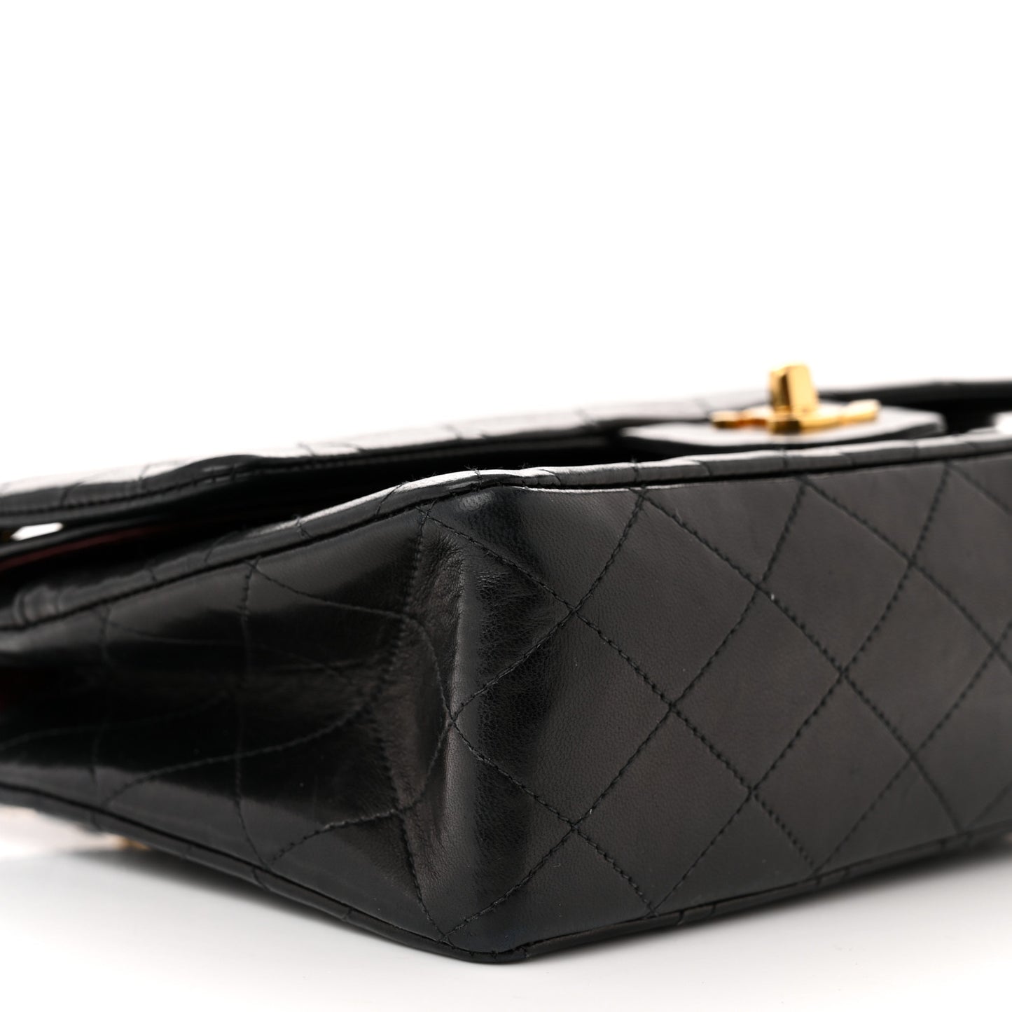 Lambskin Quilted Medium Double Flap Black