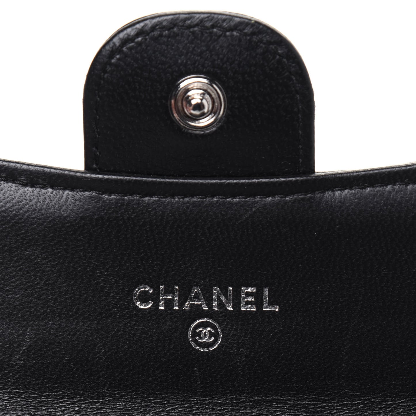 Lambskin Quilted Flap Card Holder Black