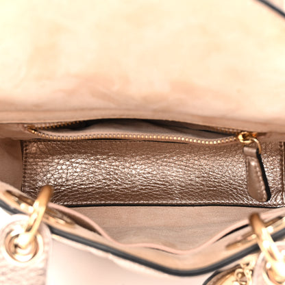 Christian Dior Metallic Lambskin Cannage Mini Lady Dior Pink 6 of 10