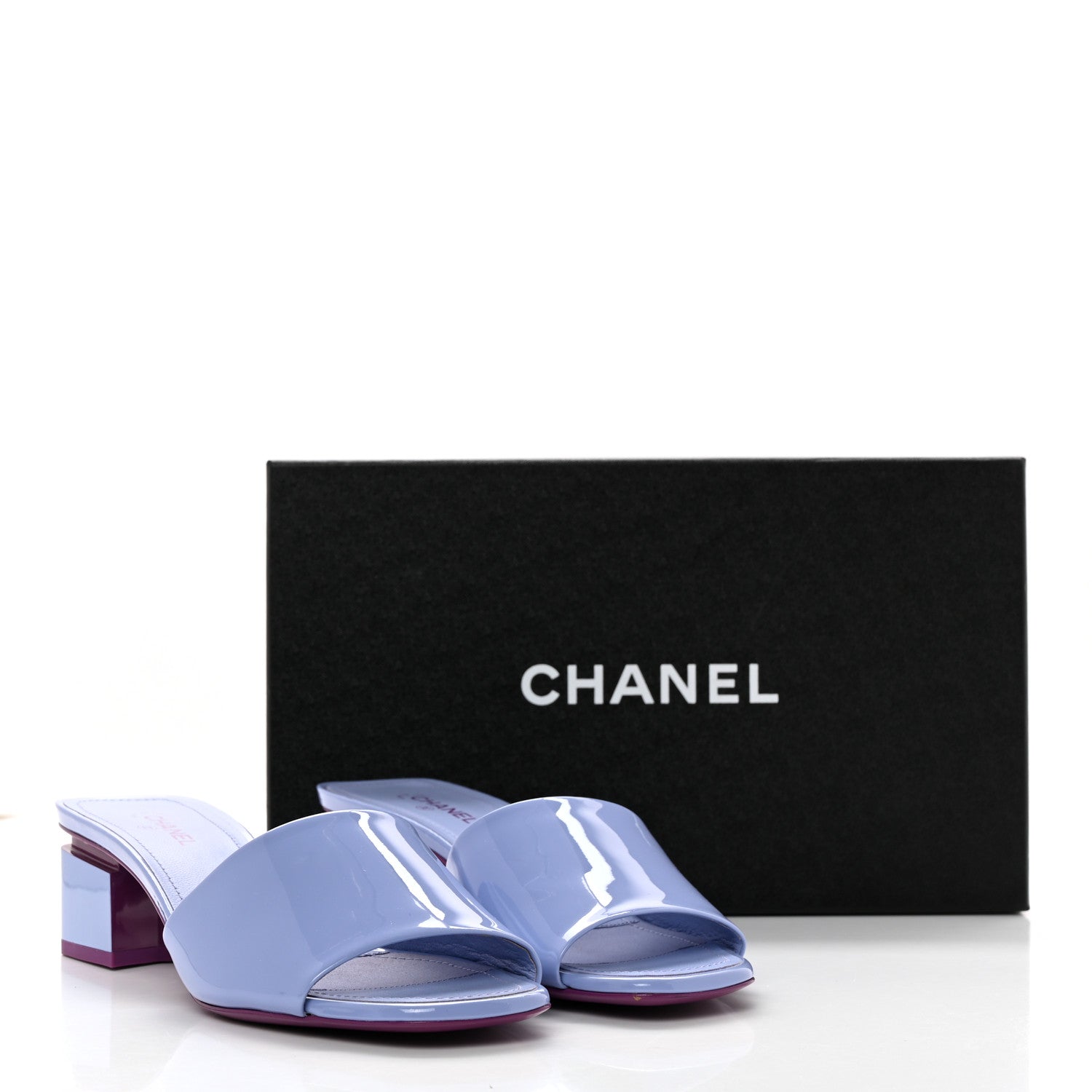Chanel Patent Calfskin CC Mules 39 Light Purple Dark Purple 12 of 12