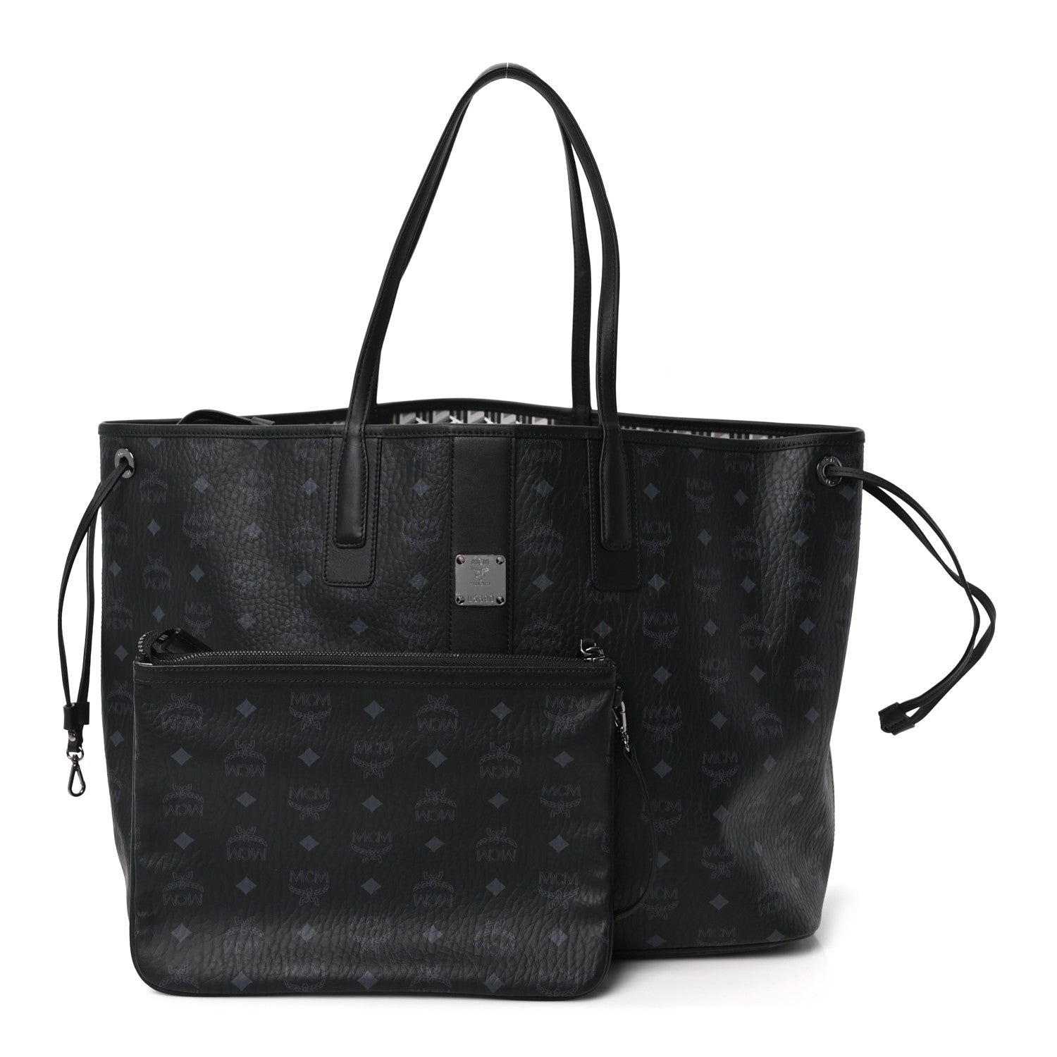 MCM Visetos Large Liz Reversible Shopper Tote Black 3 of 10