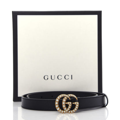 Gucci Calfskin Pearl Double G 20mm Belt 70 28 Black Cream 6 of 6