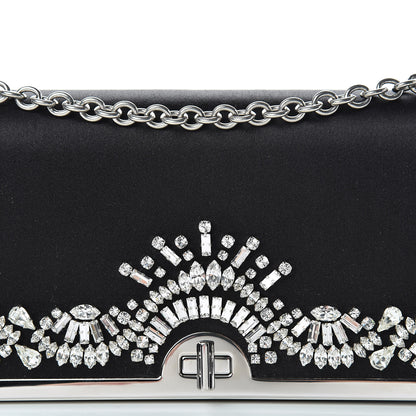 Prada Satin Crystal Chain Wallet Black 7 of 10