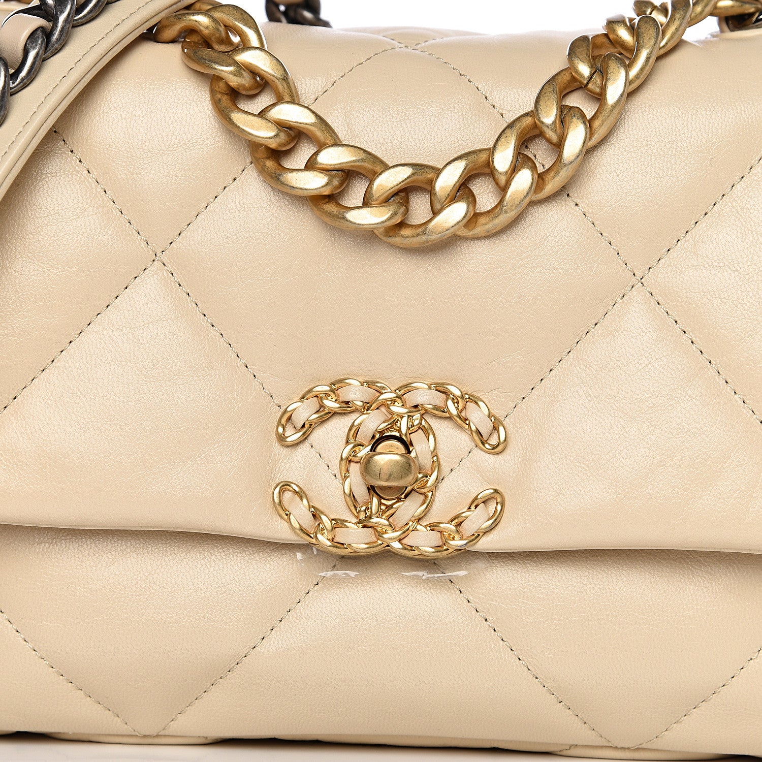 Chanel Goatskin Quilted Medium 19 Flap Light Beige 9 of 10