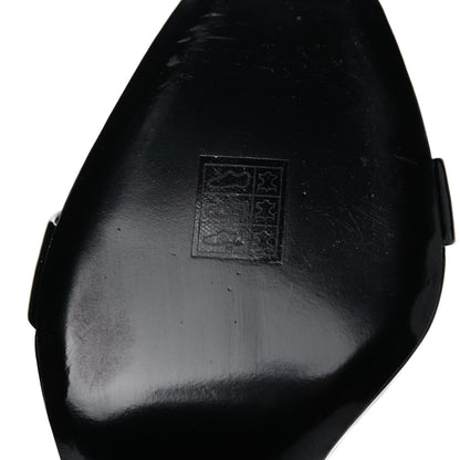 Saint Laurent Patent Calfskin Crystal Amber Bow 85 Ankle Strap Sandals 40.5 Black 10 of 15