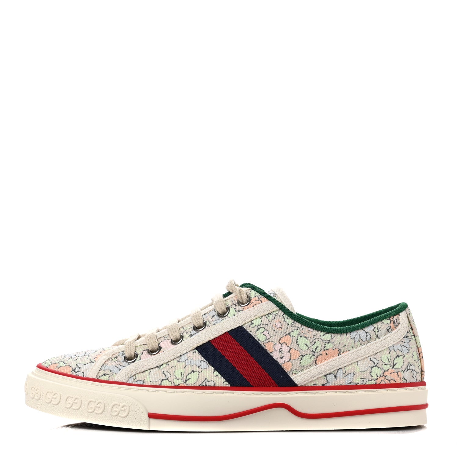 Gucci X LIBERTY OF LONDON Canvas Web Tracy Print Womens 1977 Tennis Sneakers 38.5 Mint Peach Mystic White 1 of 8
