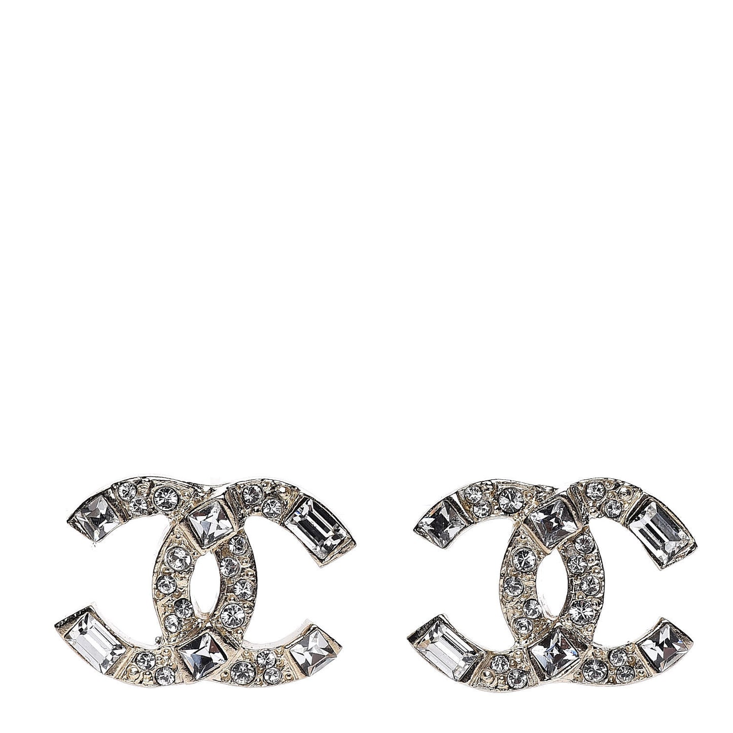 Crystal Baguette CC Earrings Gold