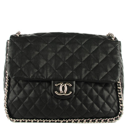 Chanel Crumpled Lambskin Chain Around Maxi Flap Black 1 of 7