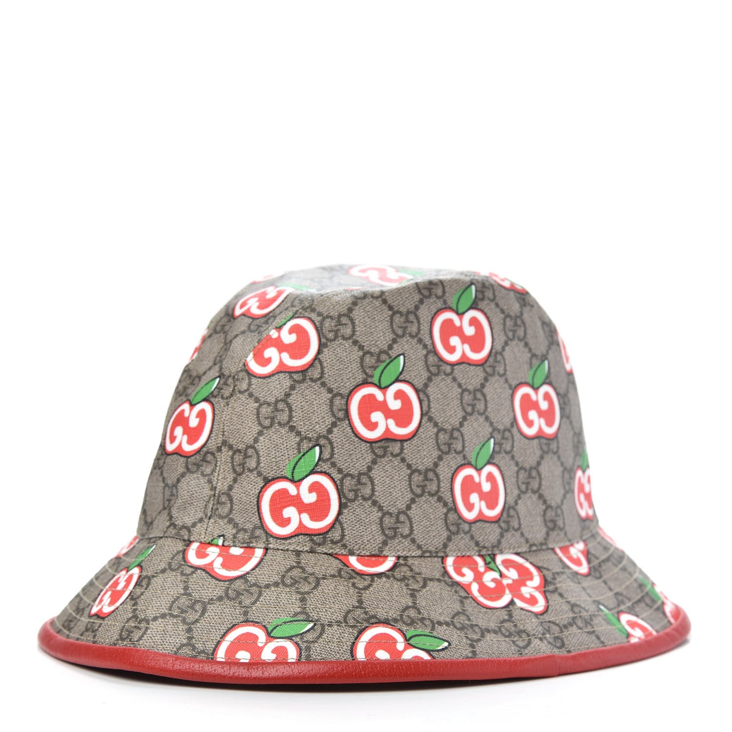 GG Supreme Monogram Apple Textured Dollar Calfskin Retro Interlocking G Fedora Pomme Bucket Hat L Beige Ebony Red