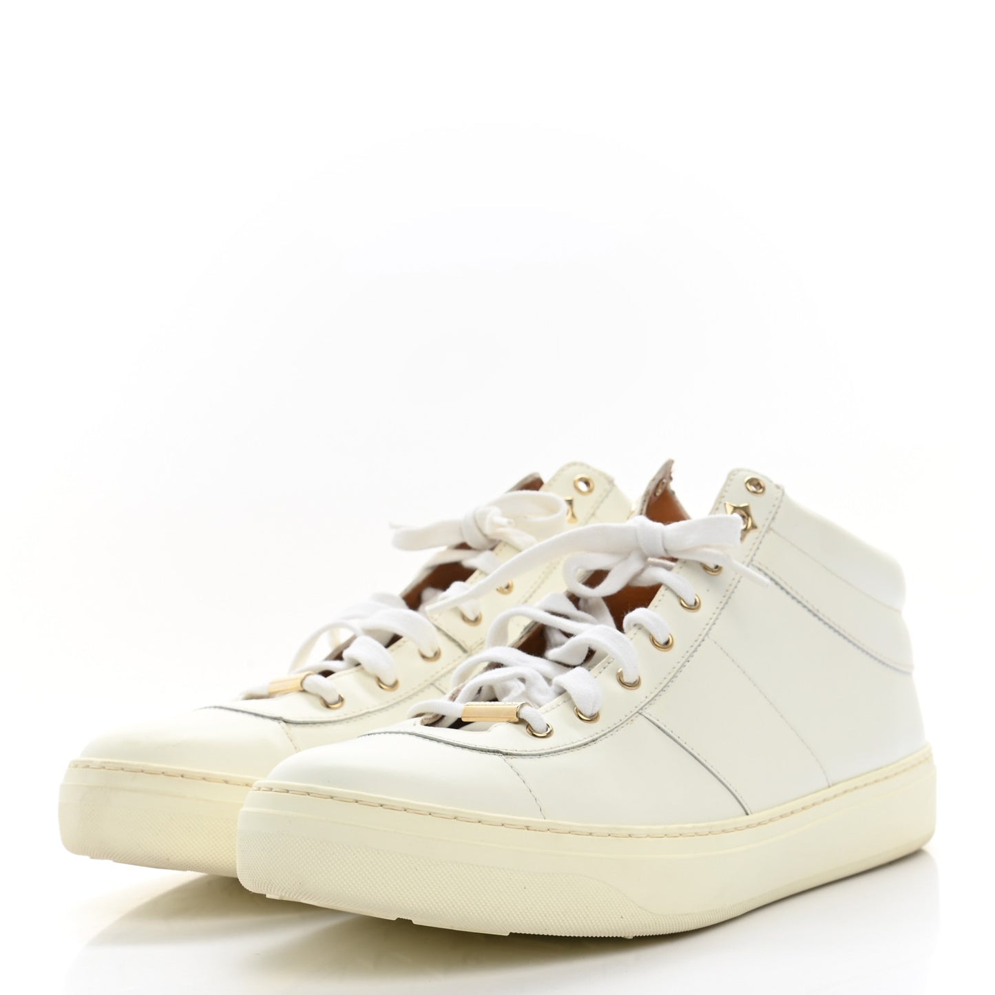 Calfskin Bells Lace Up Sneakers 40 White Natural