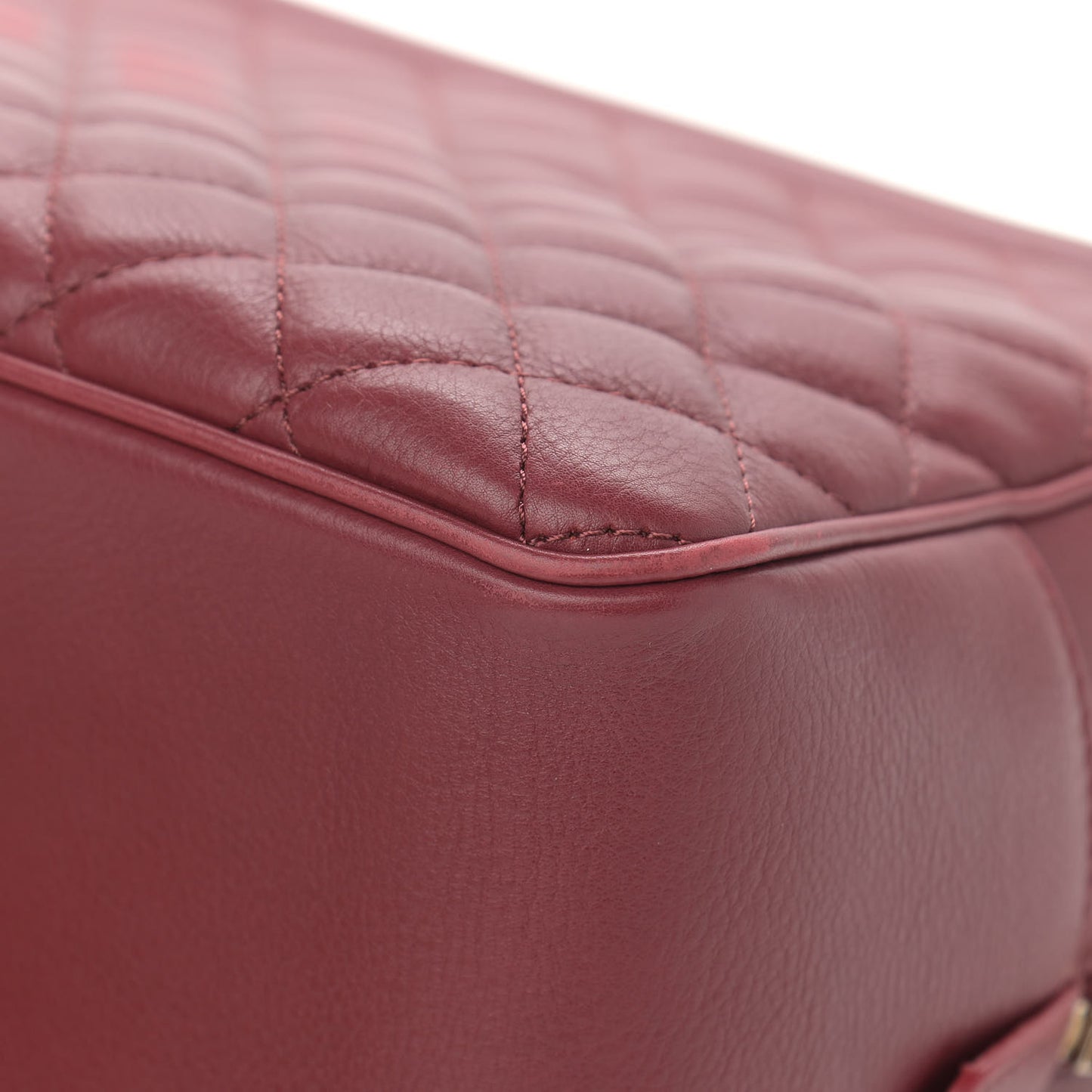 Calfskin Quilted CC Medium Vanity Case Dark Red