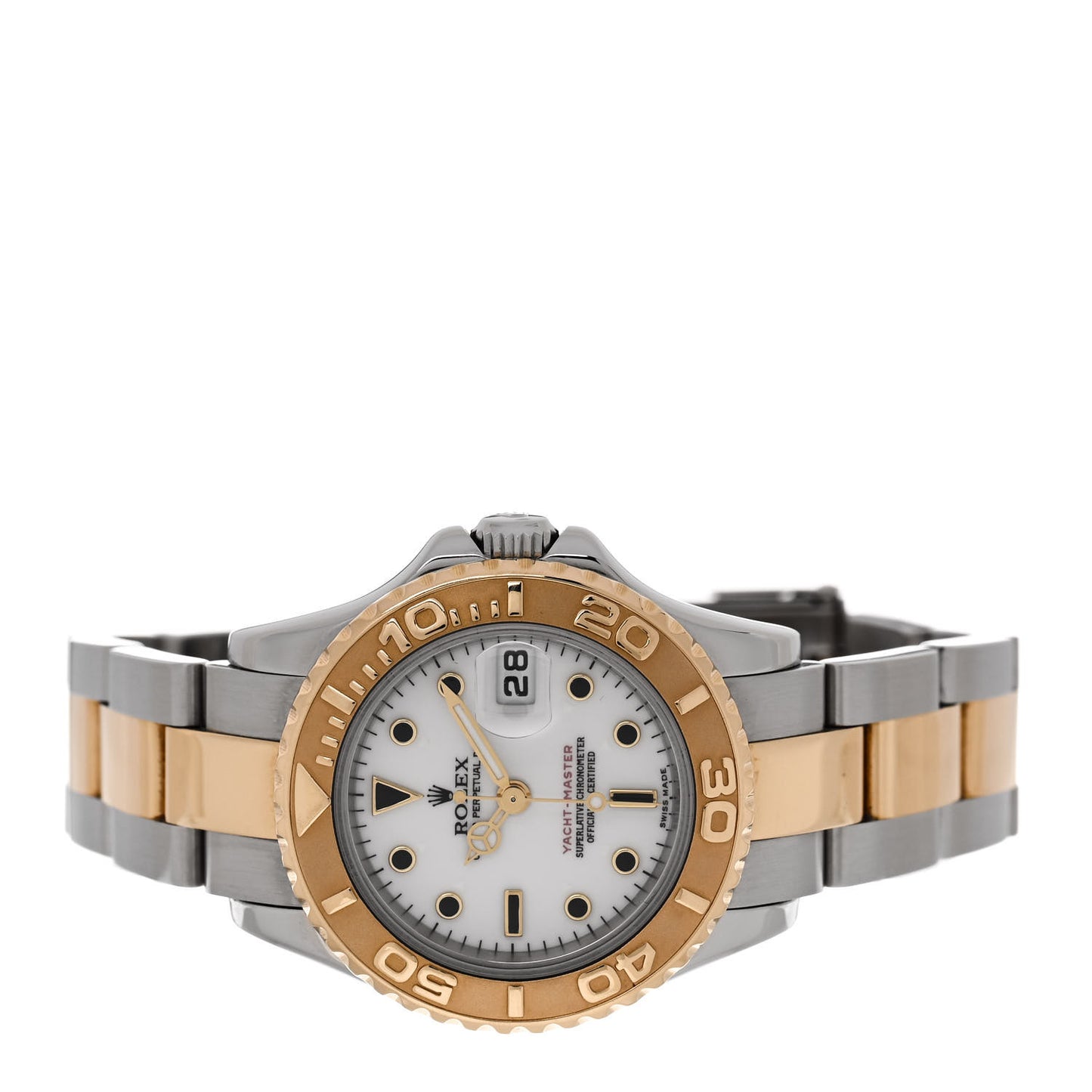 Stainless Steel 18K Yellow Gold 29mm Oyster Perpetual Date Yacht-Master Watch White 169623