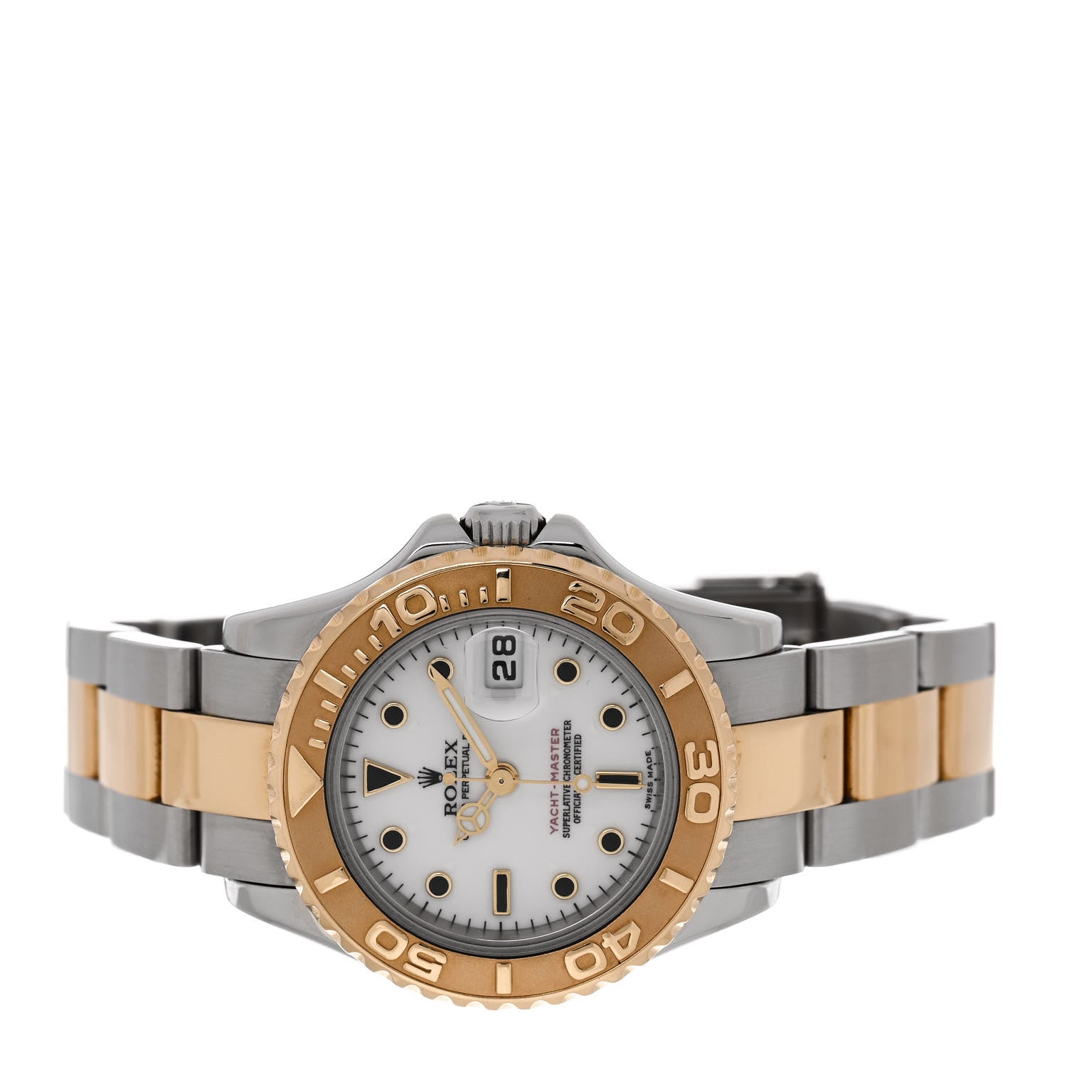 Rolex Stainless Steel 18K Yellow Gold 29mm Oyster Perpetual Date Yacht-Master Watch White 169623 2 of 5