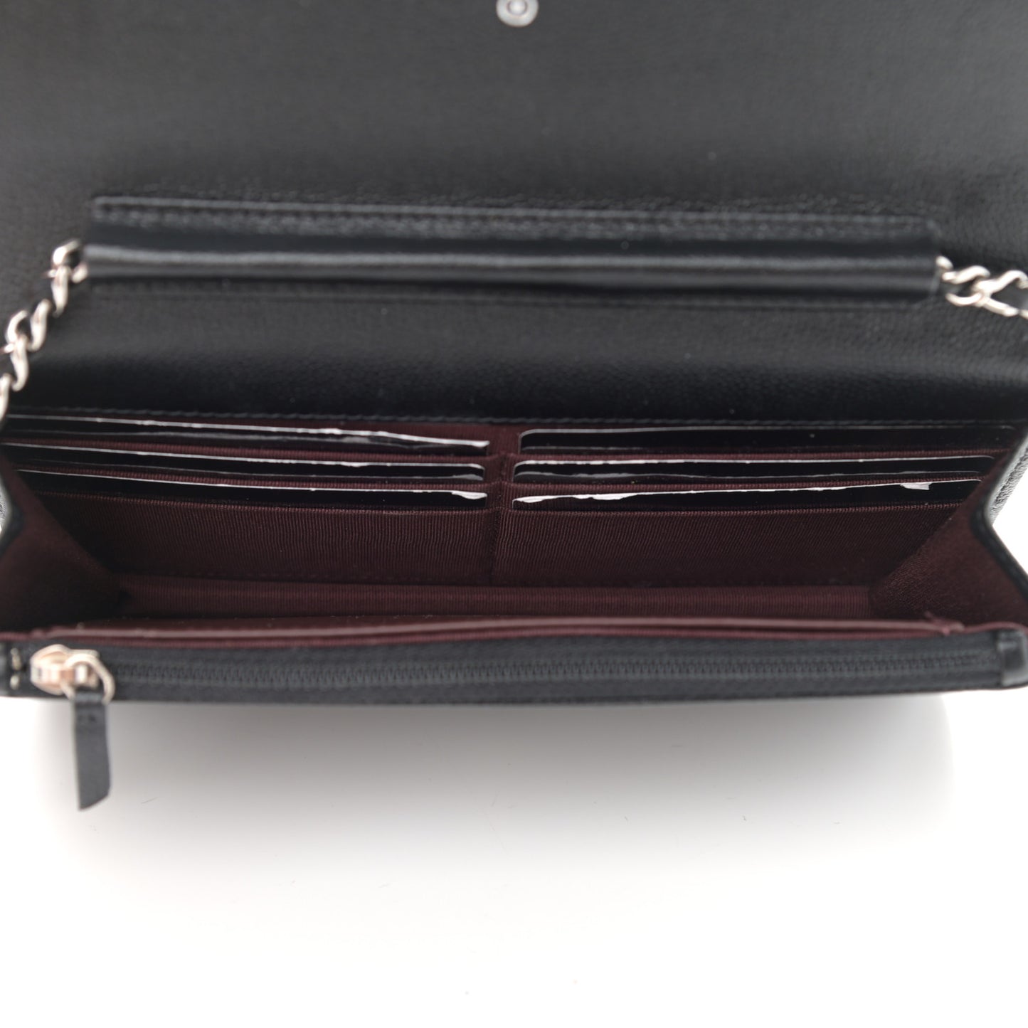 Caviar Chevron Quilted Wallet On Chain WOC Black