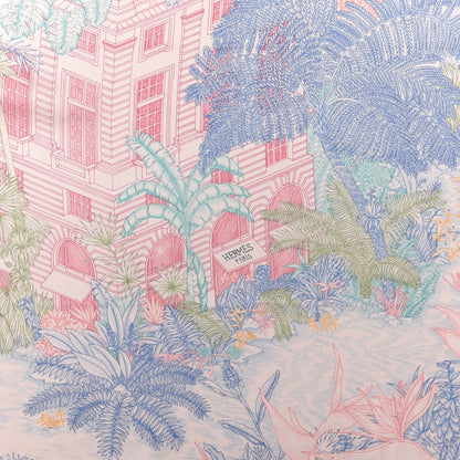 Hermes Silk Faubourg Tropical Scarf 90 Rose The Bleu Jean 3 of 4