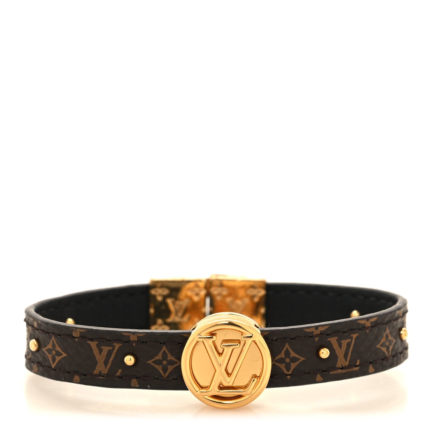 Monogram LV Circle Reversible Bracelet 17 Black