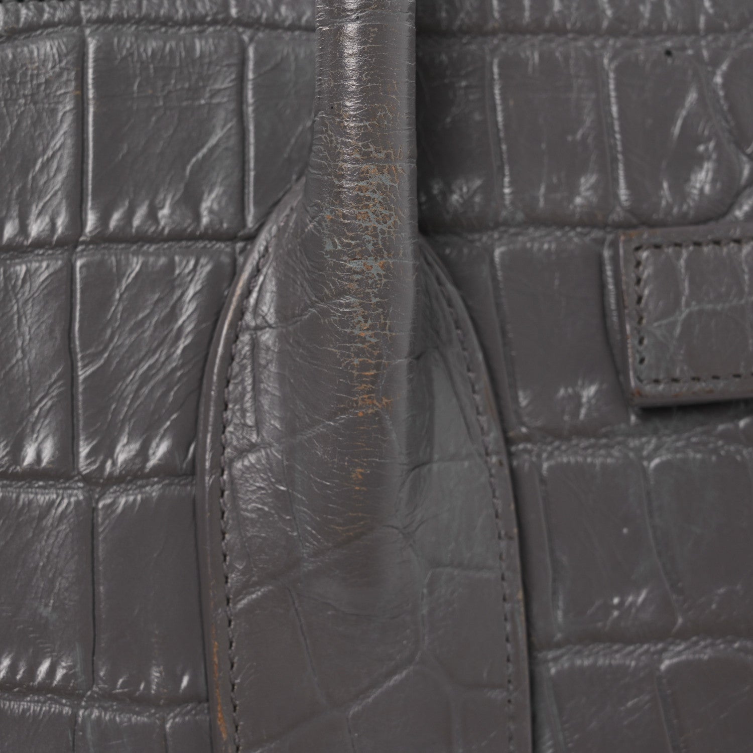 Saint Laurent Calfskin Crocodile Embossed Small Sac de Jour Fog 11 of 19