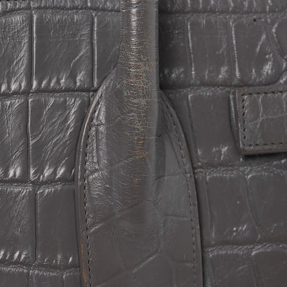 Saint Laurent Calfskin Crocodile Embossed Small Sac de Jour Fog 11 of 19