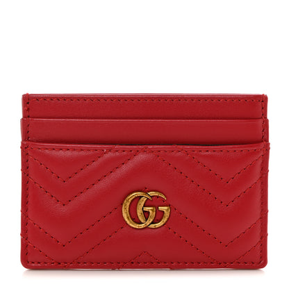 Gucci Calfskin Matelasse GG Marmont Card Holder Hibiscus Red 1 of 7