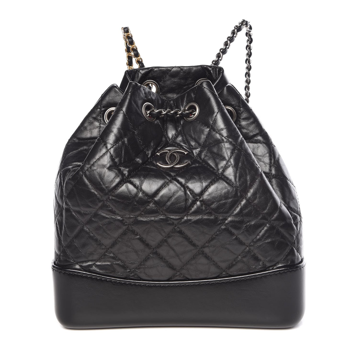 Aged Calfskin Quilted Small Gabrielle Backpack Black