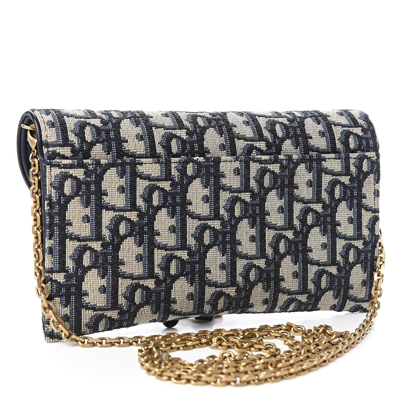 Oblique Saddle Chain Long Wallet Blue