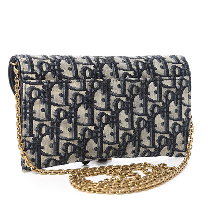 Christian Dior Oblique Saddle Chain Long Wallet Blue 3 of 12