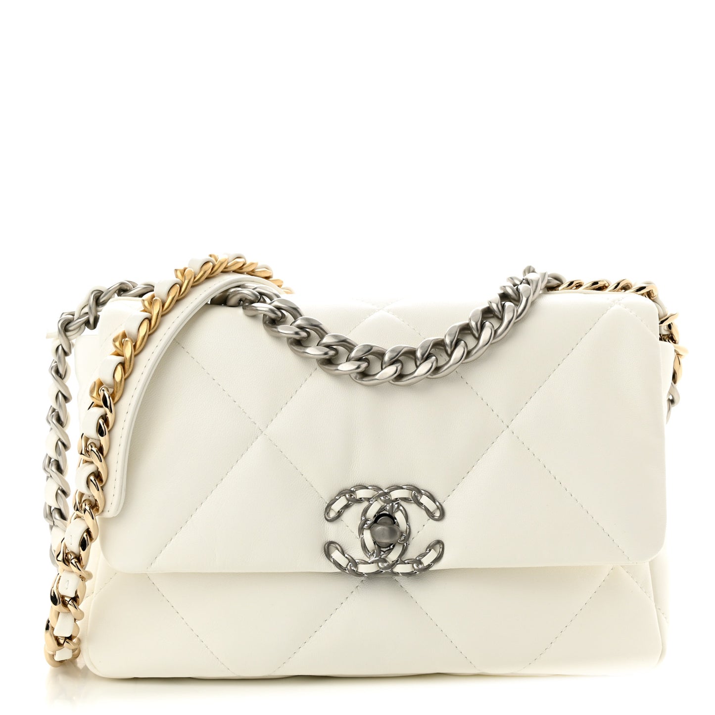 Lambskin Quilted Medium Chanel 19 Flap White
