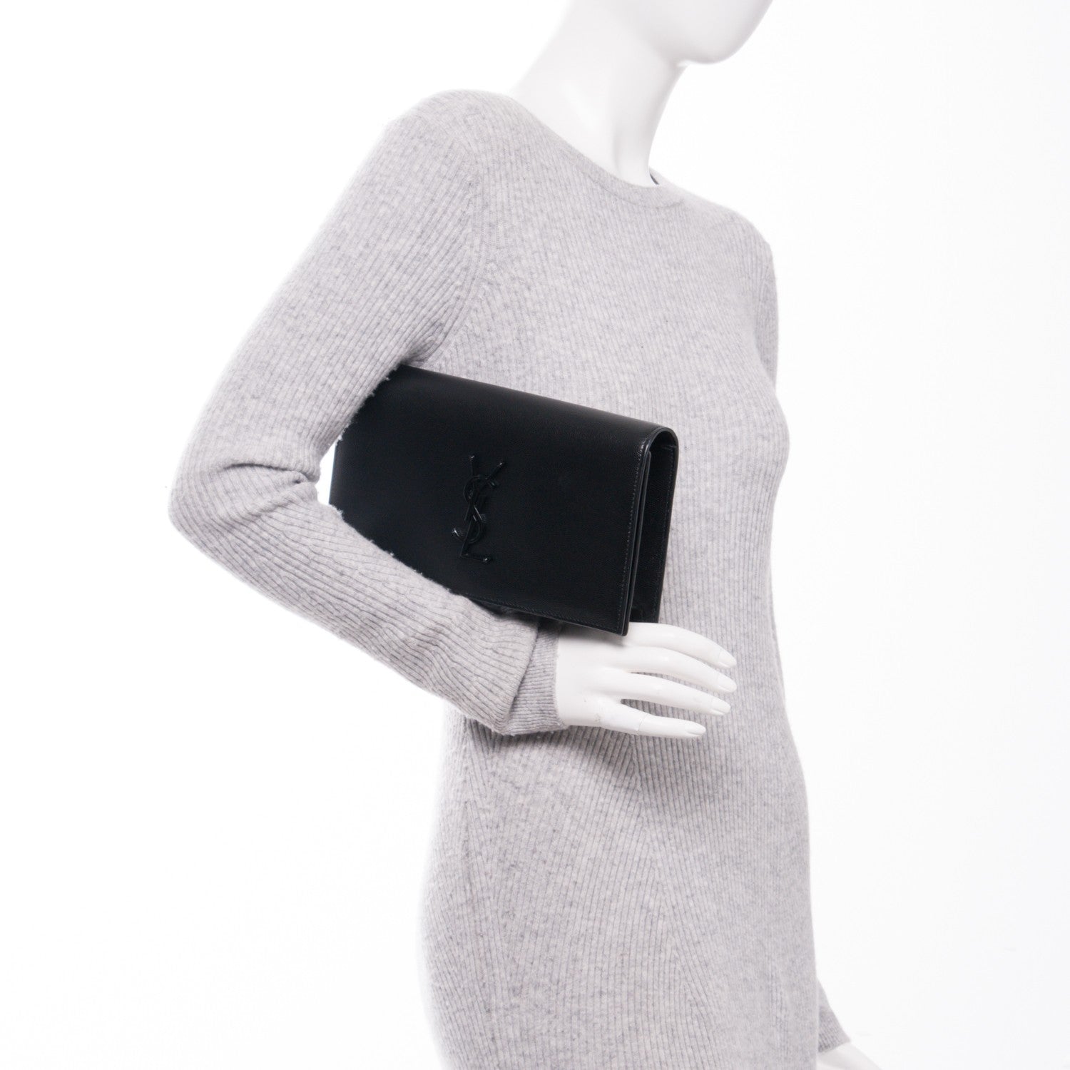 Saint Laurent Grain De Poudre Classic Monogram Clutch Nero Black 2 of 6