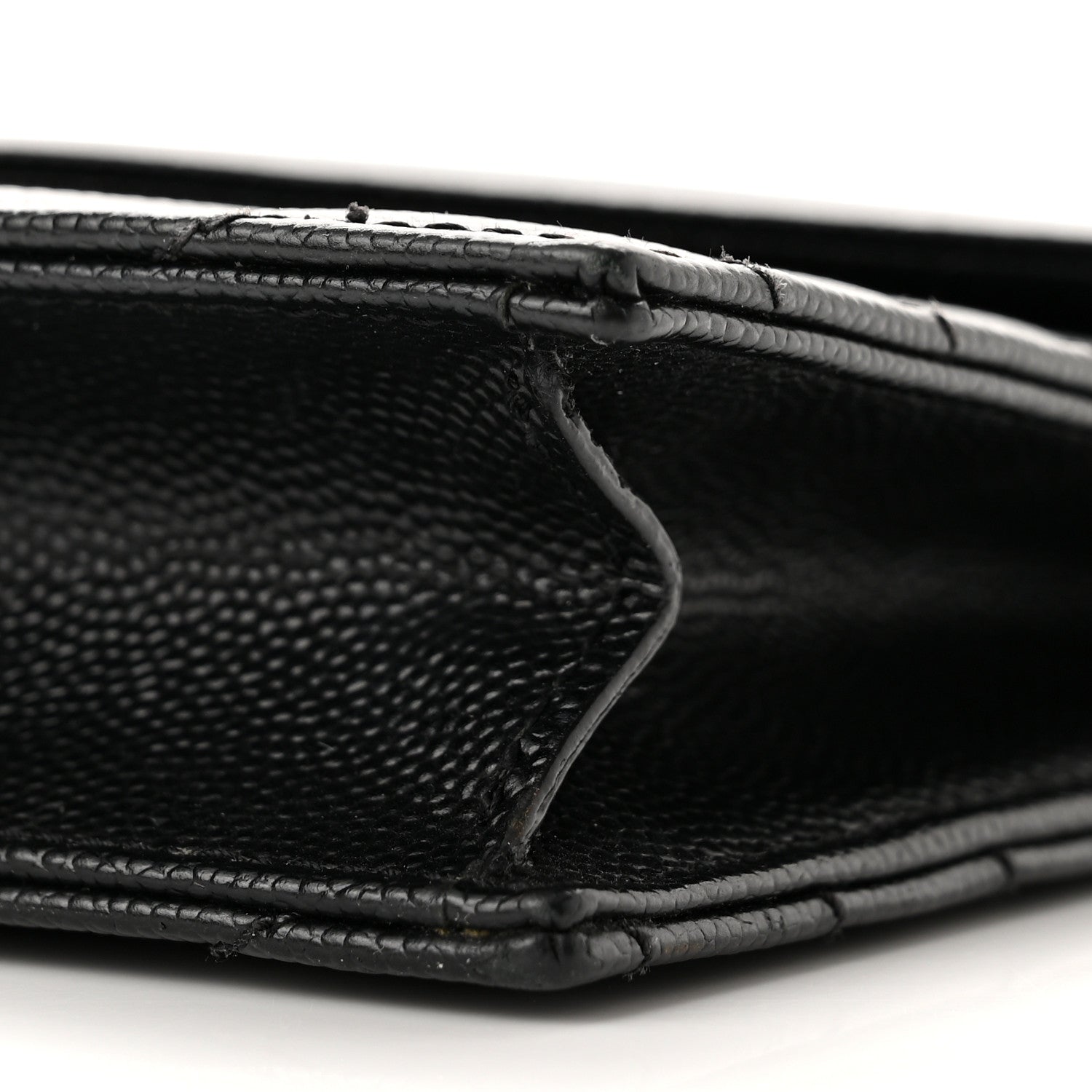 Saint Laurent Grain De Poudre Matelasse Chevron Monogram Monochrome Envelope Chain Wallet Black 9 of 9