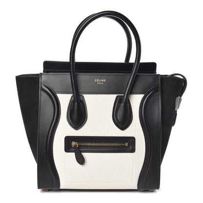 Celine Bullhide Calfskin Micro Bi-Color Luggage Black White 1 of 9