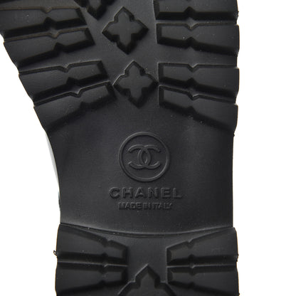 Chanel Calfskin Motorcycle Zipper Boots 37.5 Black Burgundy 5 of 6