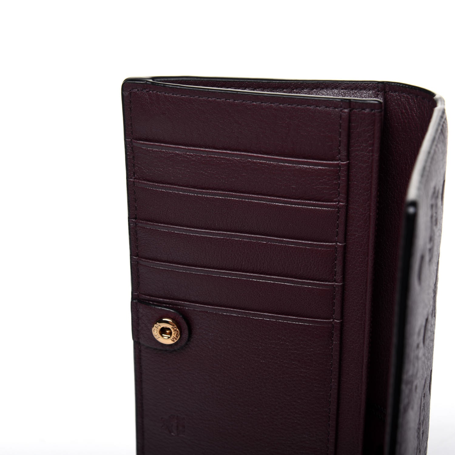 MCM Calfskin Signature Monogram Klara Two Fold Wallet Rustic Brown 8 of 13