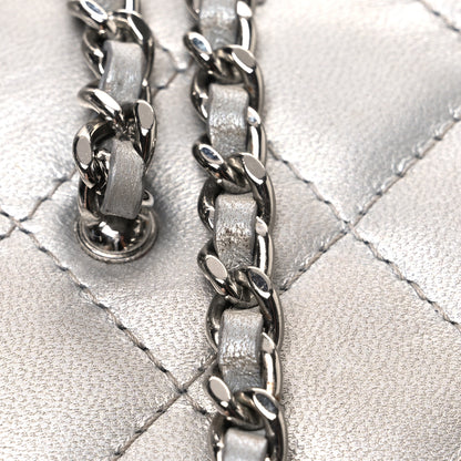 Chanel Metallic Lambskin Quilted Small CC Dynasty Vanity Case With Chain Silver 16 of 16