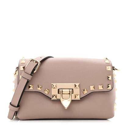 Valentino Garavani Calfskin Mini Rockstud Crossbody Bag Poudre 1 of 10
