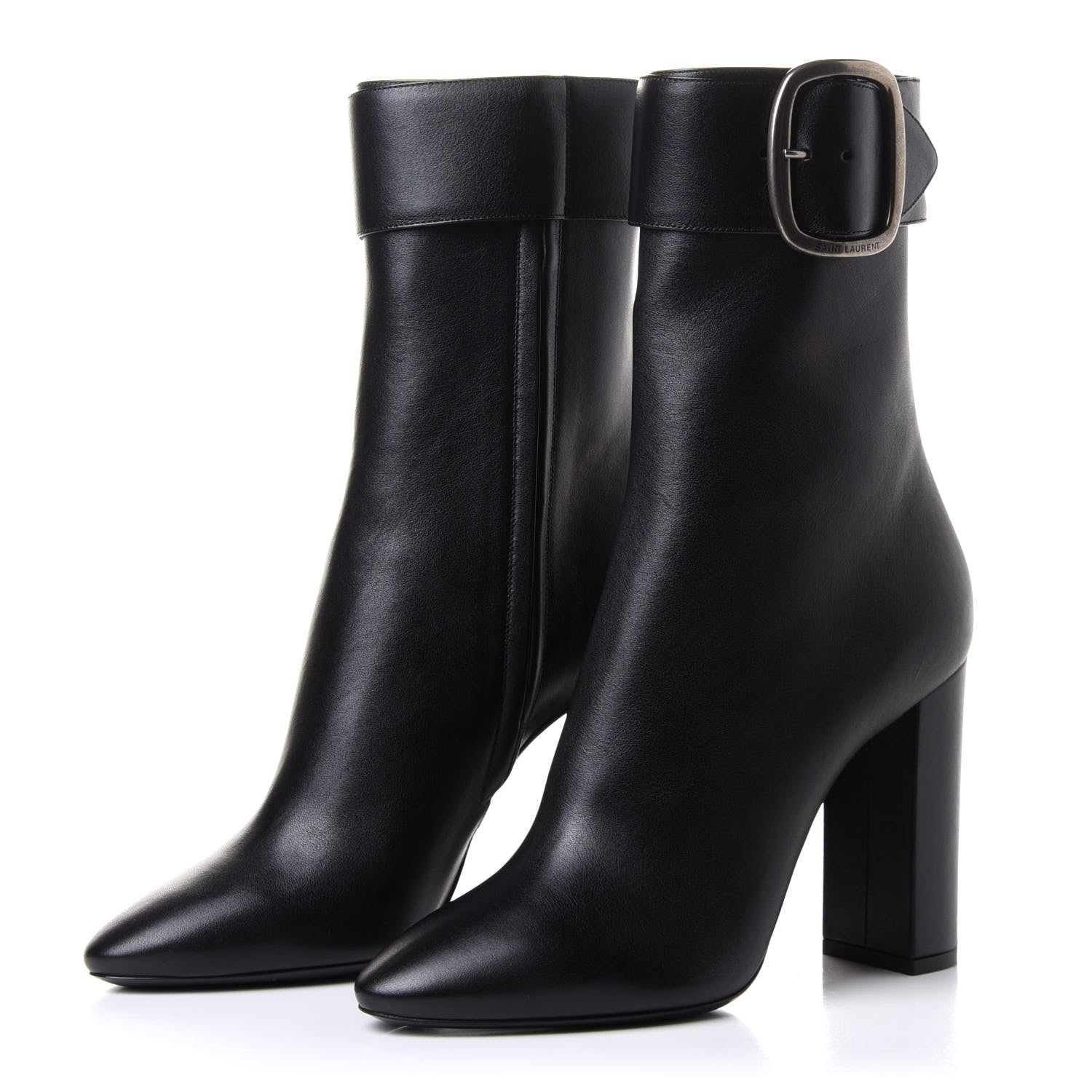 Saint Laurent Calfskin Joplin Buckle Booties 39.5 Black 3 of 9